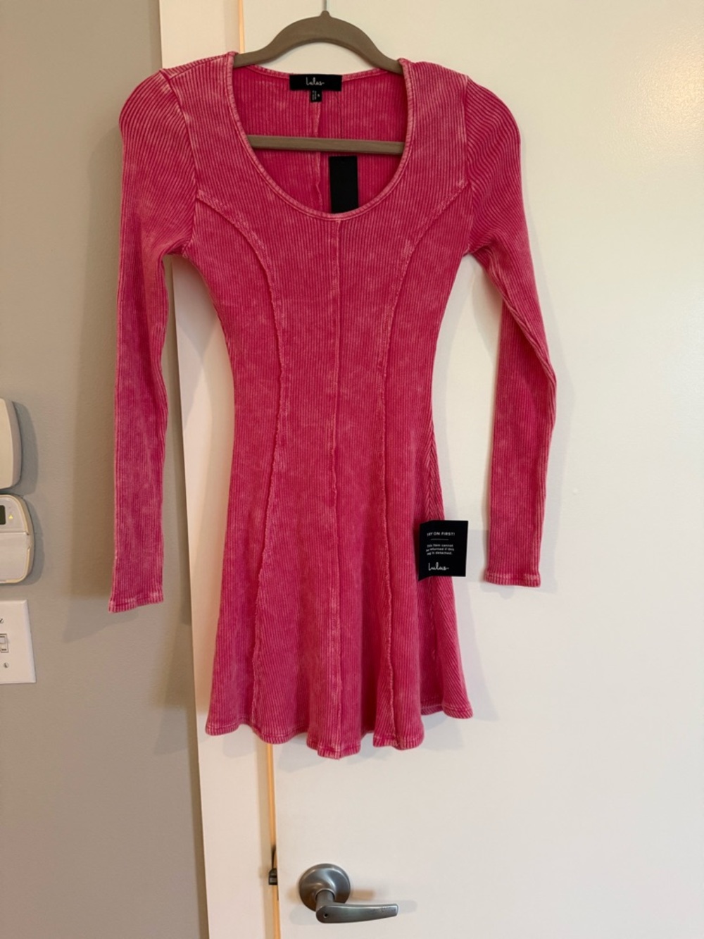 Lulu's Pink Long Sleeve Mini Dress